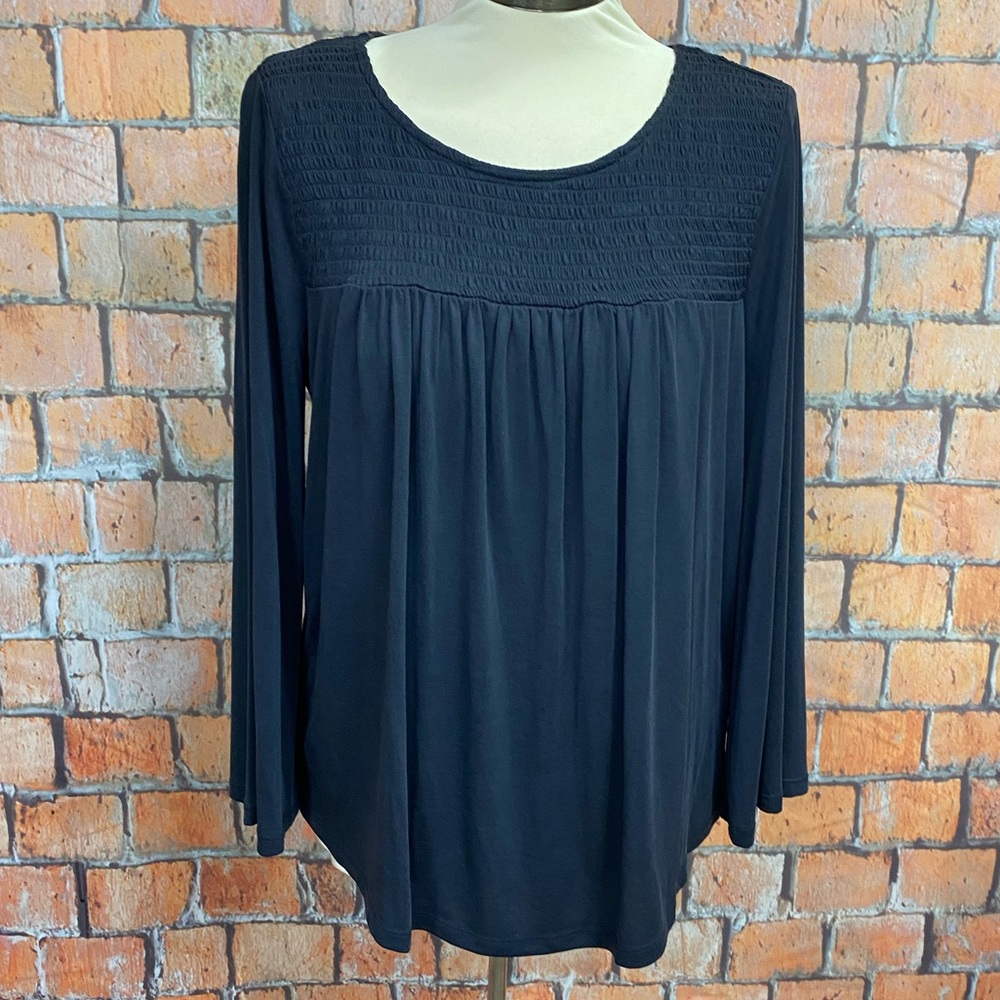 Lucky Brand Long Sleeve Smocked Yoke Top